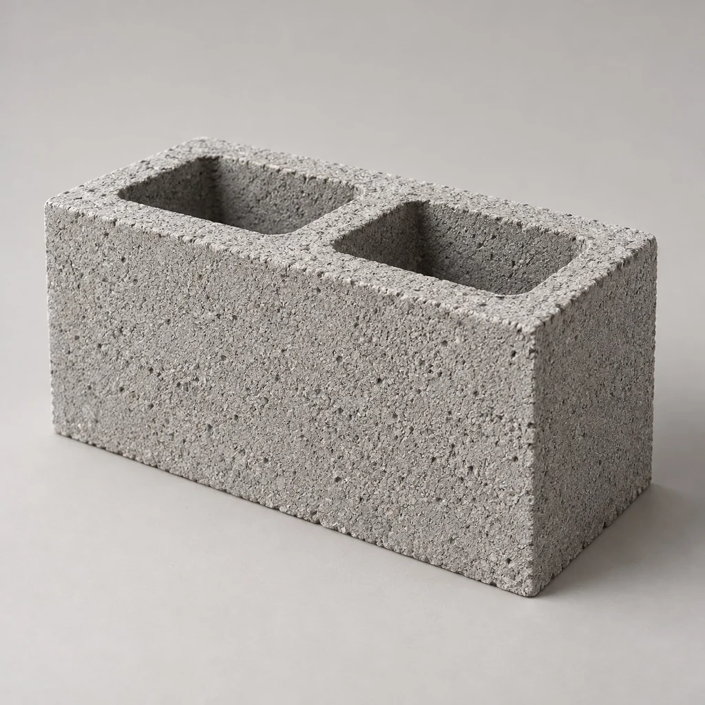 Ilustração de bloco vazado de concreto em perspectiva